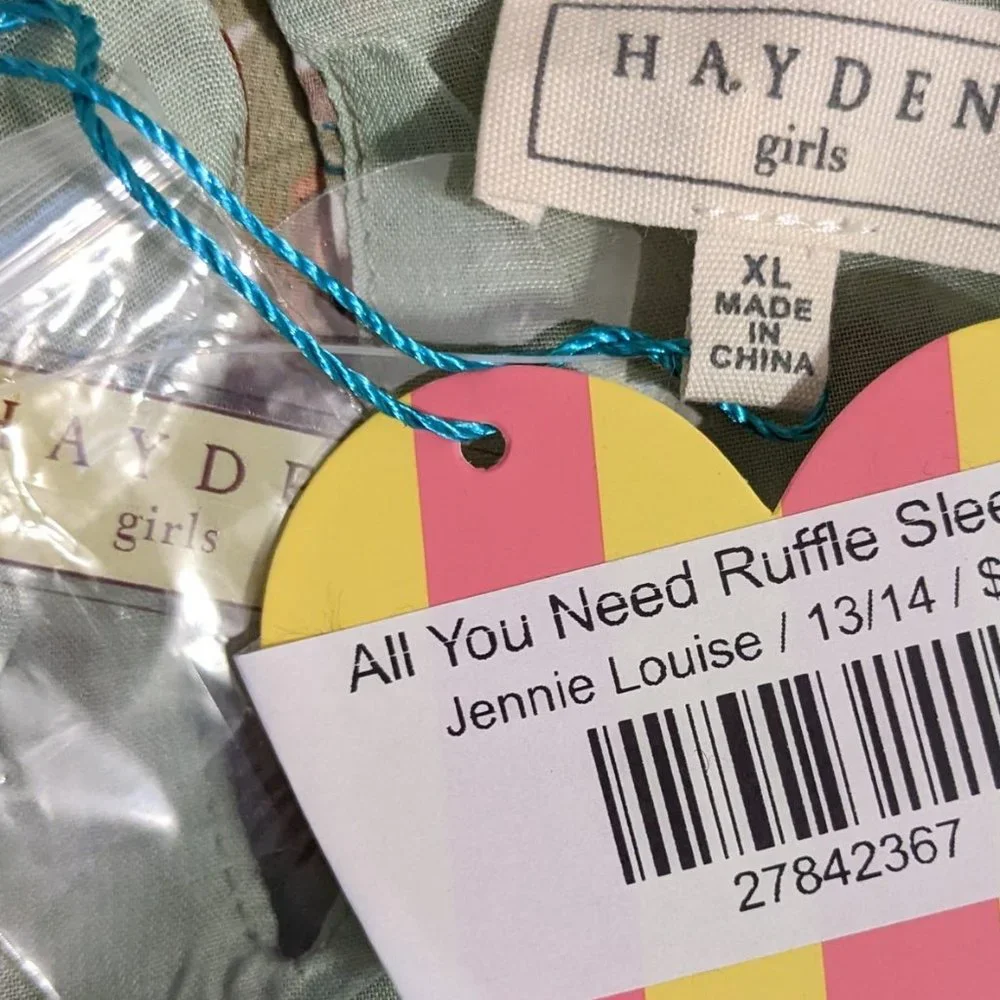 Hayden Girls Sage V-Neck Floral Ruffle Long Sleeve Top Blouse - size XL NWT - Picture 9 of 10